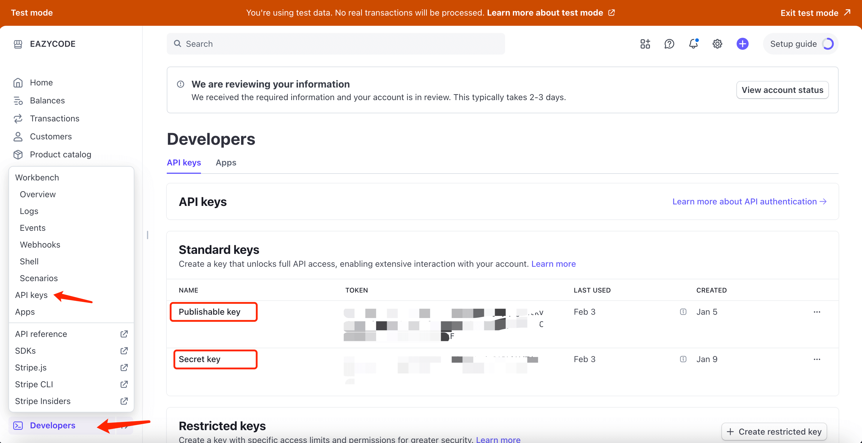 Stripe API Keys